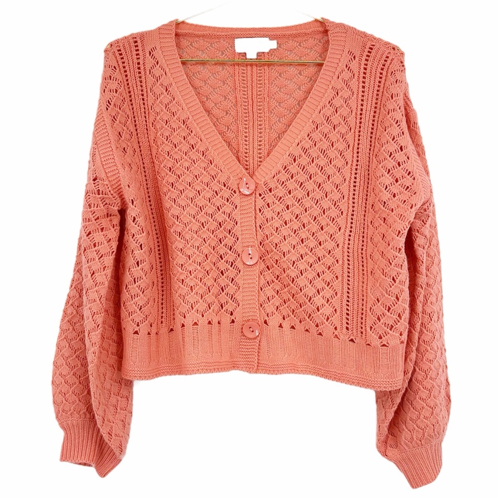 Molly Bracken Coral Knit Button Up Cardigan Sweater XS